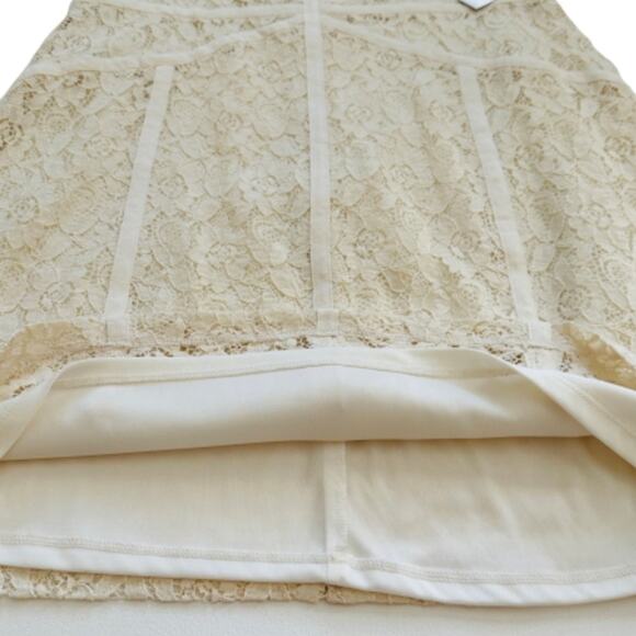 Bisou Bisou Dress Cream Floral Lace Overlay Ribbon Sleeveless Mini Size 14 NEW - Picture 9 of 12